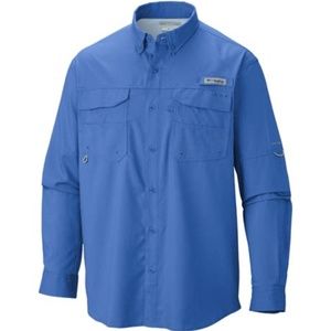Columbia PFG Mens Lightweight button up.  Long sleeve Men L Large. Blue PFG